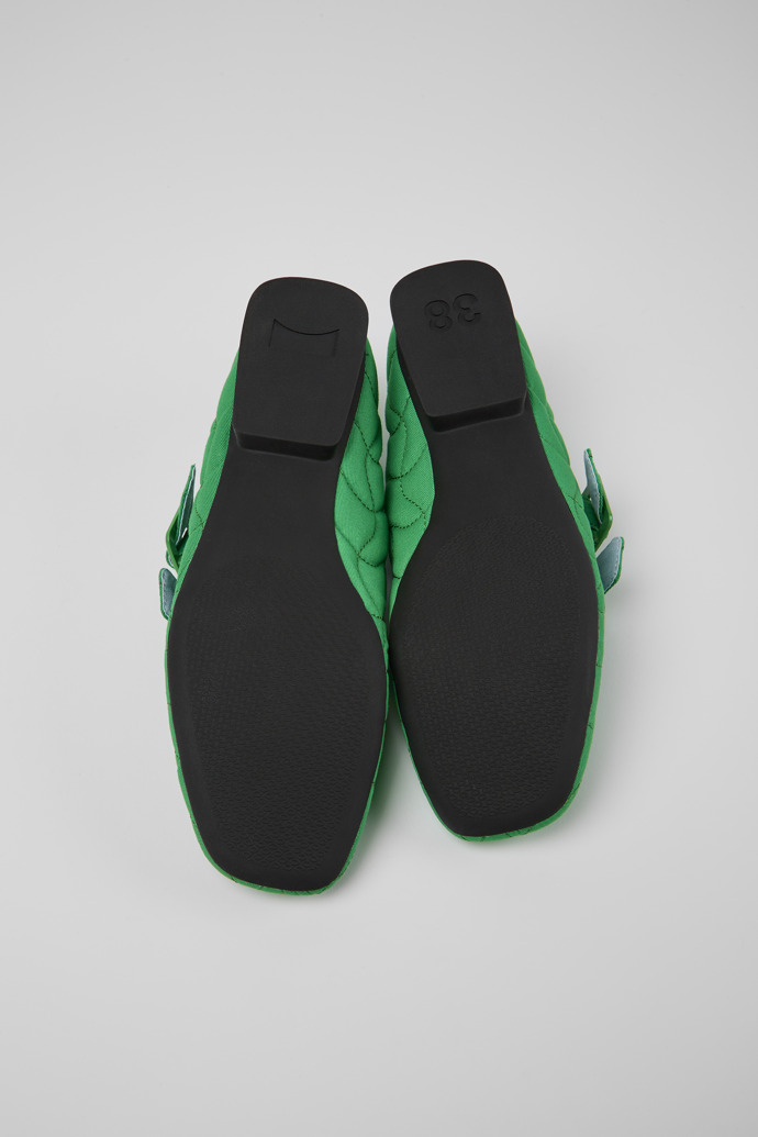 The soles of Casi Myra Green recycled PET shoes for women