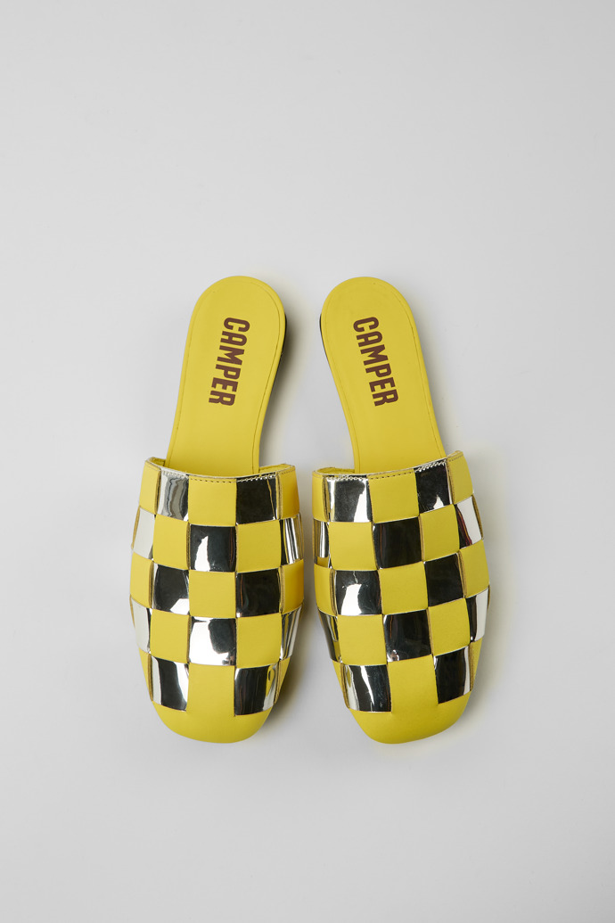 Image of Overhead view of Casi Myra Yellow and silver shoes for women