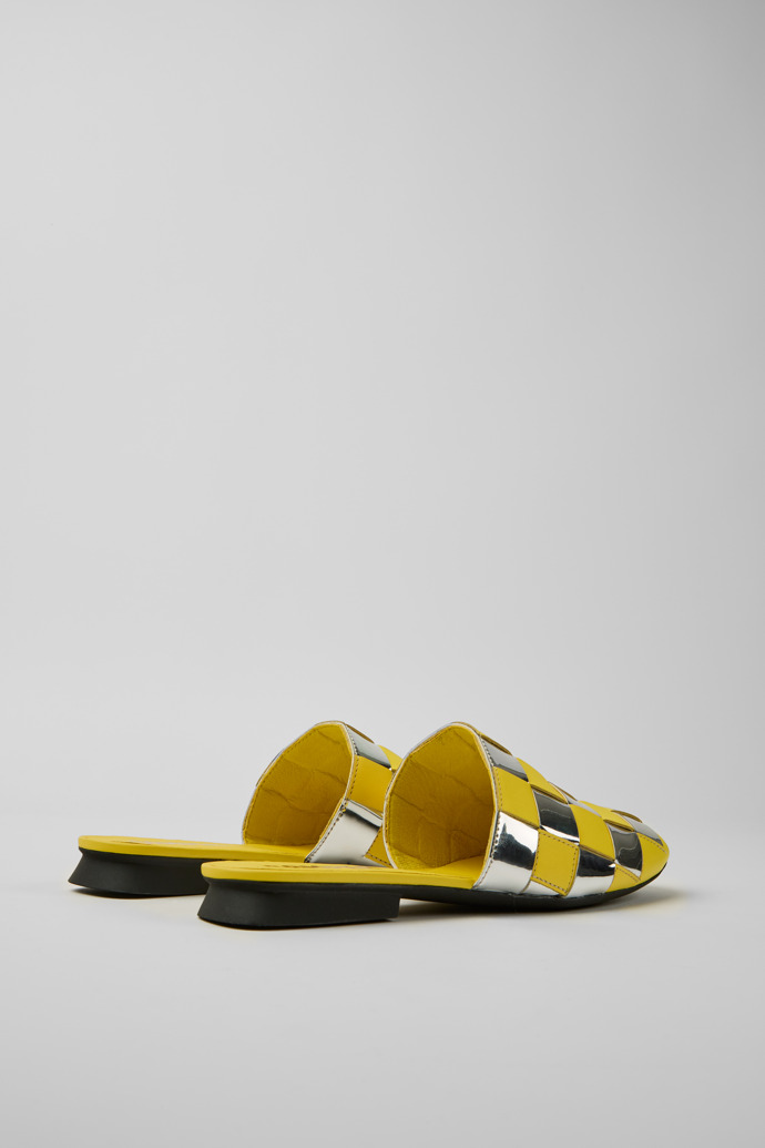 Back view of Casi Myra Yellow and silver shoes for women