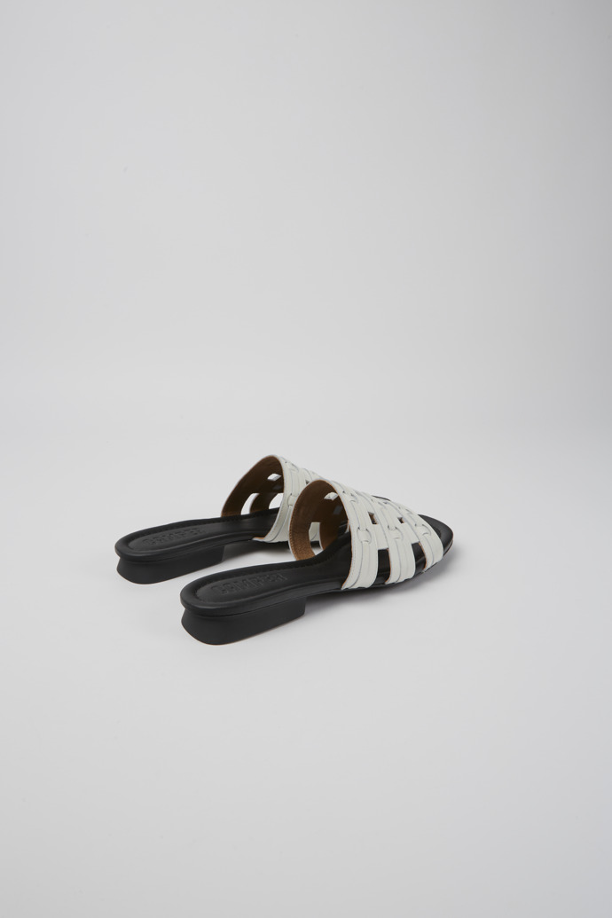 Back view of Casi Myra White leather sandals for women