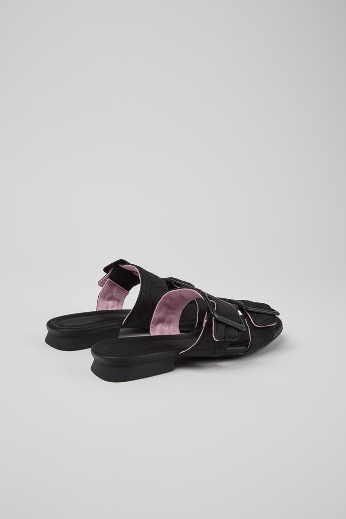 Back view of Casi Myra Black recycled PET sandals for women