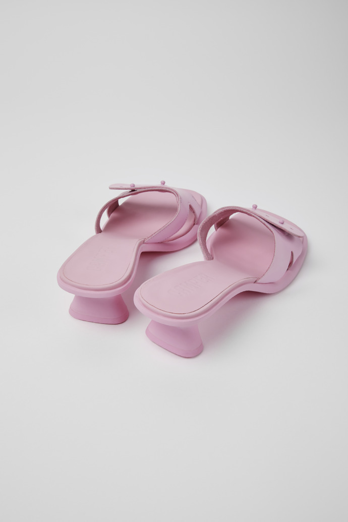 Back view of Dina Pink leather sandals for women
