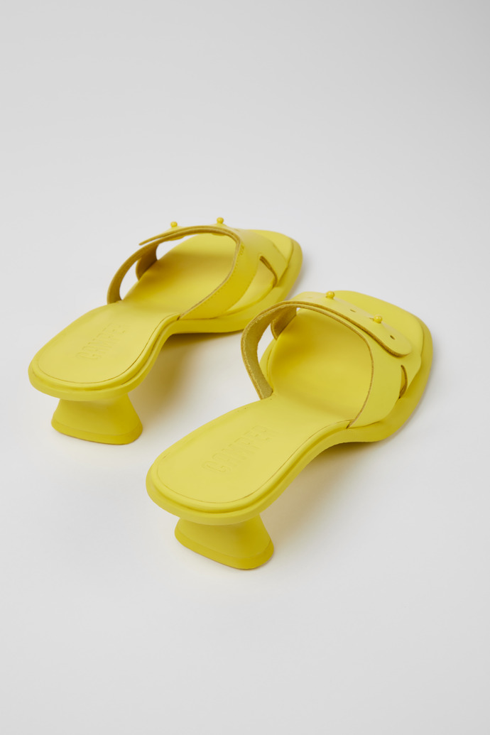 Back view of Dina Yellow leather sandals for women