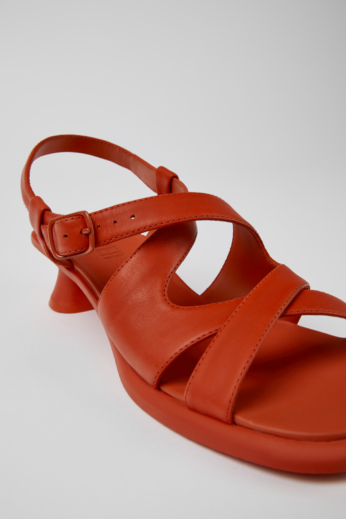 Close-up view of Dina Red leather sandals for women