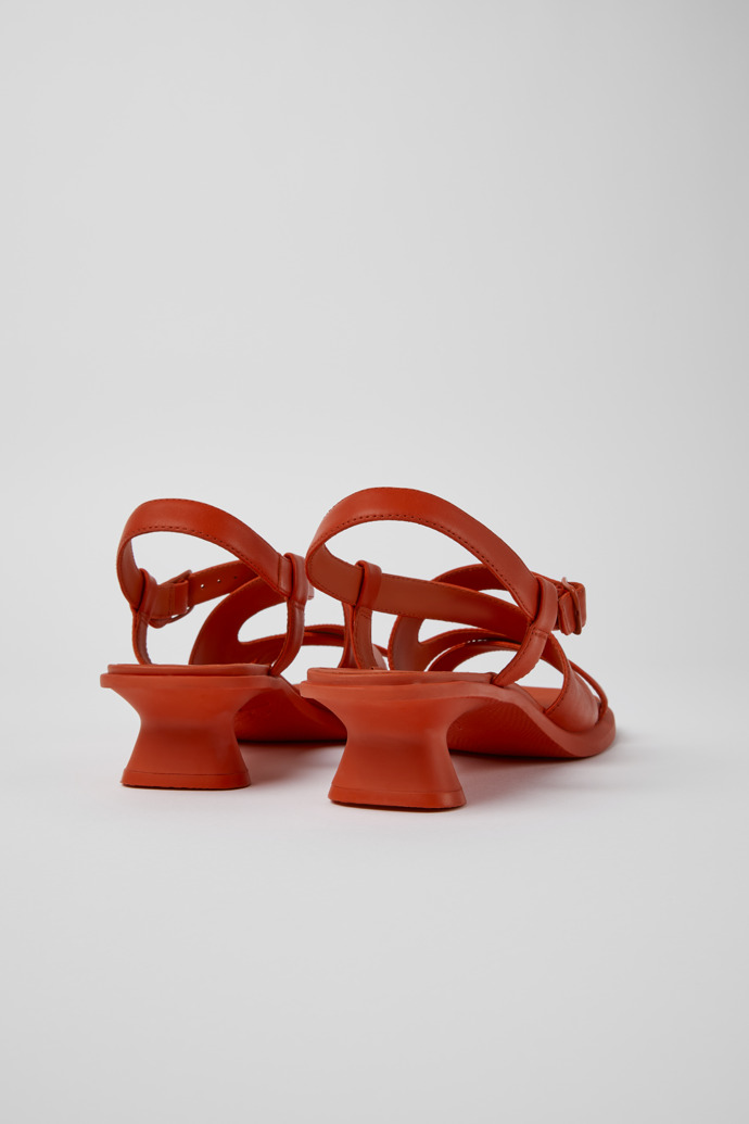 Back view of Dina Red leather sandals for women