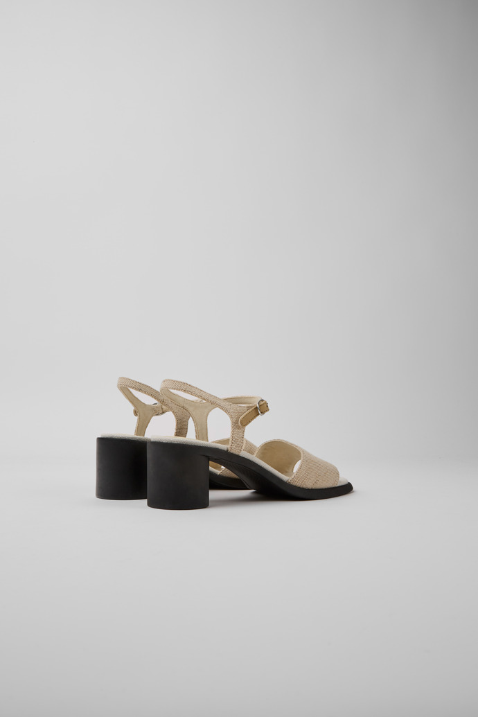 Back view of Meda Beige recycled hemp and cotton sandals for women