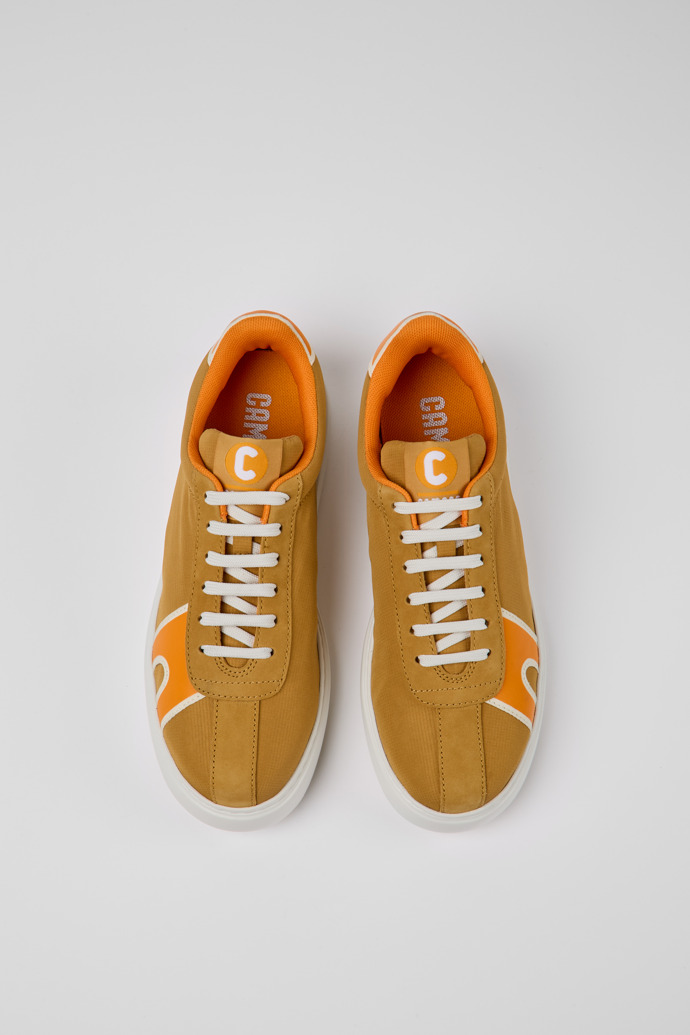 Overhead view of Runner K21 Beige and orange sneakers for women