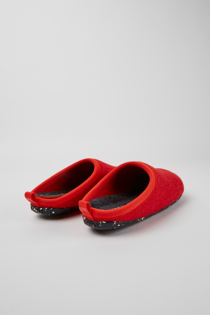 Back view of Wabi Red wool women’s slippers