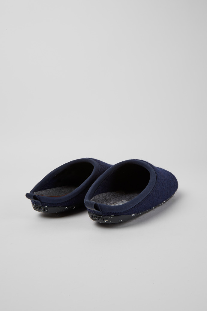 Back view of Wabi Blue wool women’s slippers