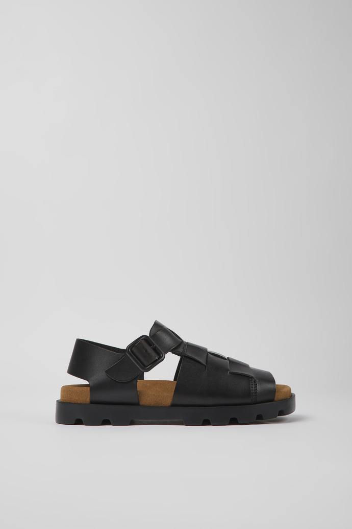 Side view of Brutus Sandal Black leather sandals for women