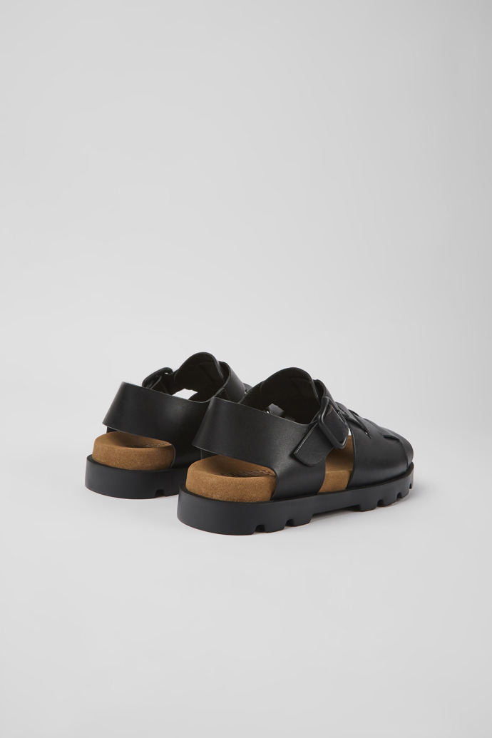 Back view of Brutus Sandal Black leather sandals for women