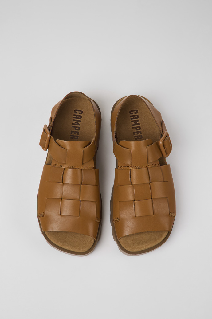 Overhead view of Brutus Sandal Brown leather sandals for women