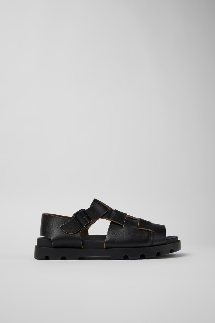 Image of Side view of Brutus Sandal Black Leather Sandal for Women