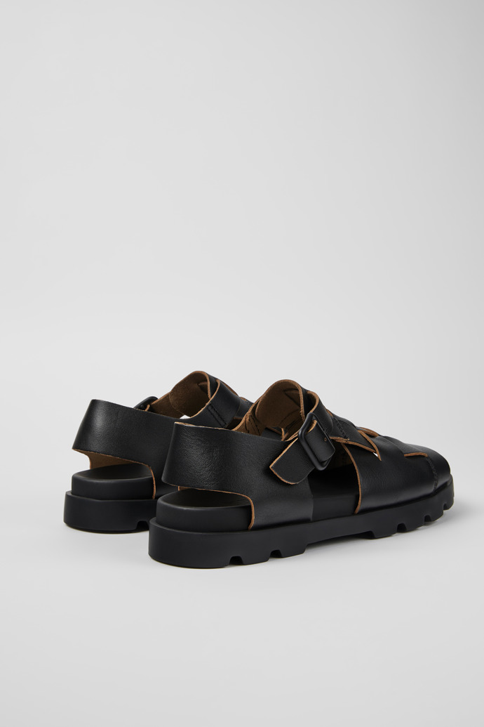 Back view of Brutus Sandal Black Leather Sandal for Women