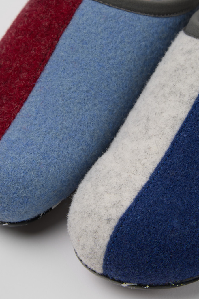 Close-up view of Twins Multicolored wool women’s slippers
