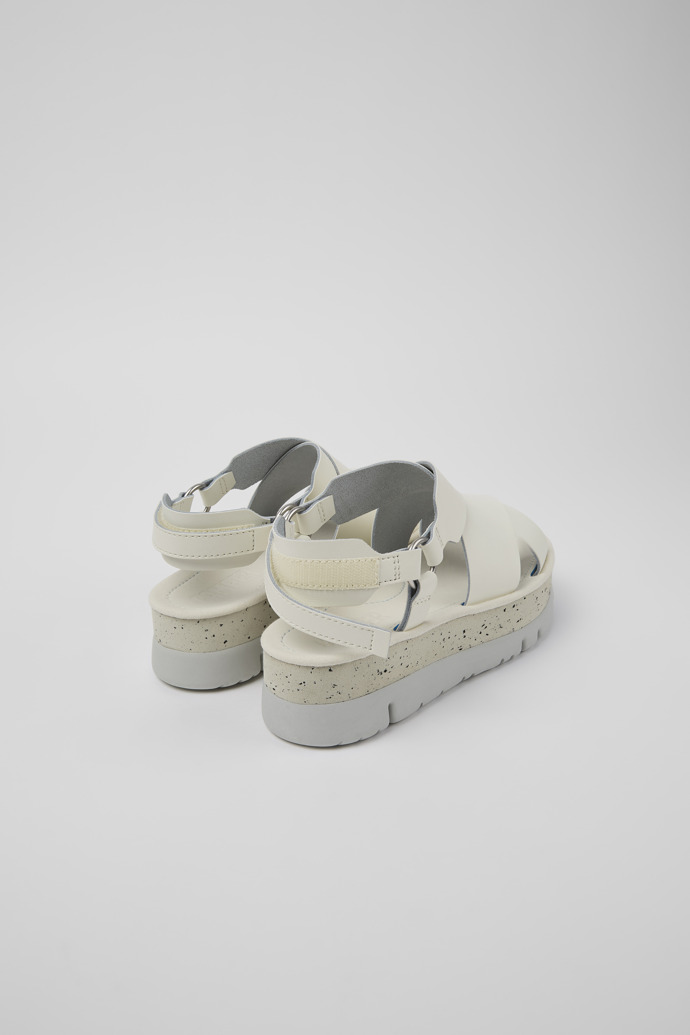 Back view of Oruga Up White Leather Sandal for Women