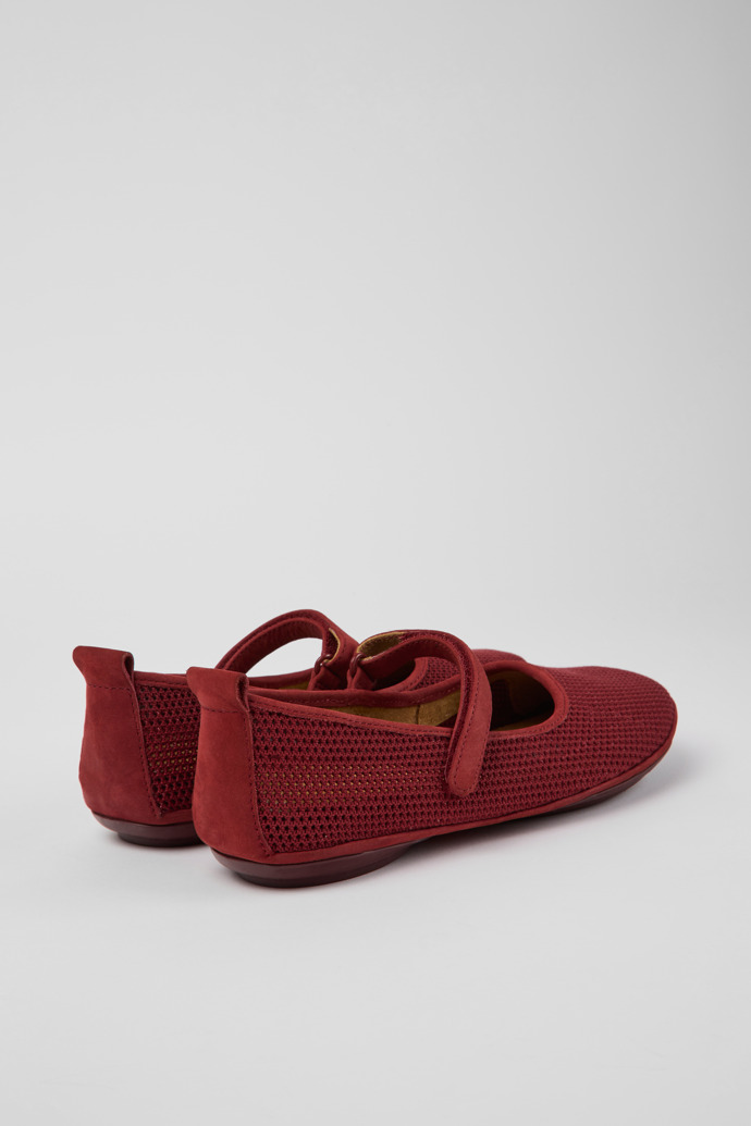 Back view of Right TENCEL® Burgundy TENCEL® Lyocell and nubuck shoes for women