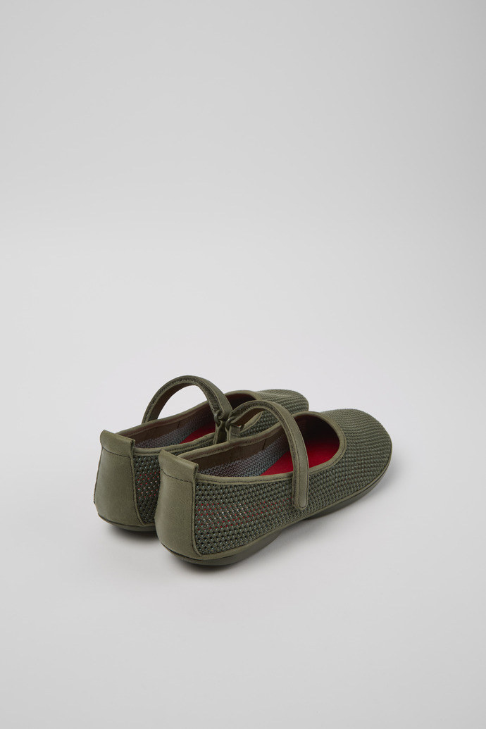 Back view of Right Green TENCEL Lyocell and Leather Moccasin Ballerinas for Women.