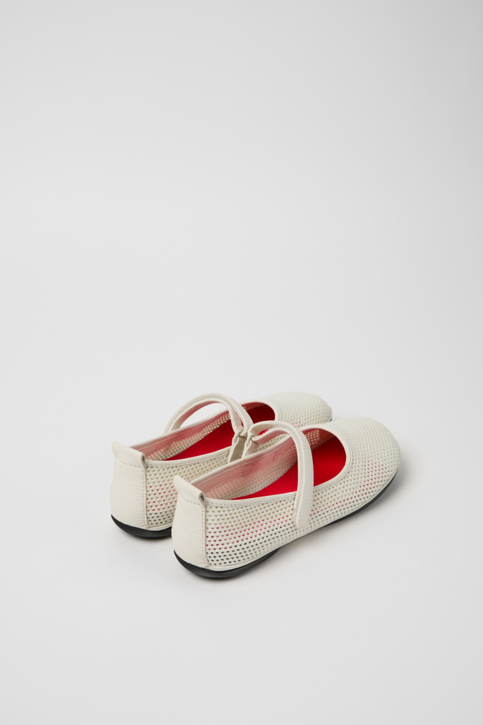 Back view of Right Nina White Tencel Mesh and Leather Ballerinas for Women.