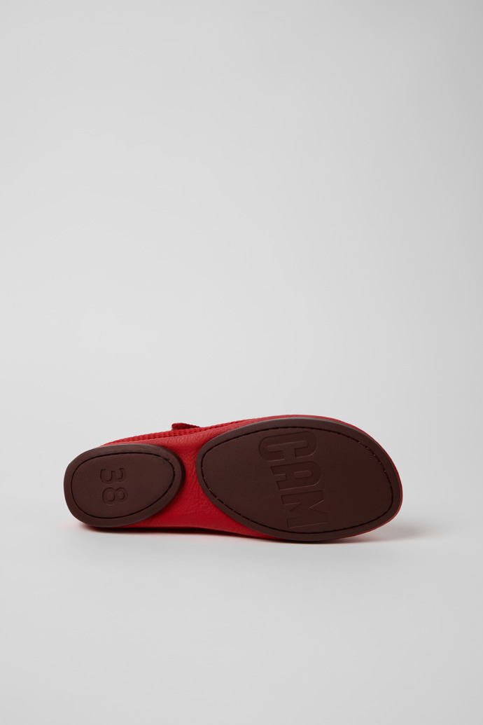 The soles of Right Nina Red Tencel Mesh and Leather Ballerinas for Women.