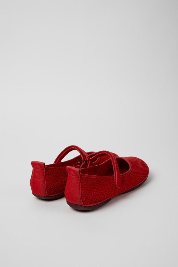 Back view of Right Nina Red Tencel Mesh and Leather Ballerinas for Women.
