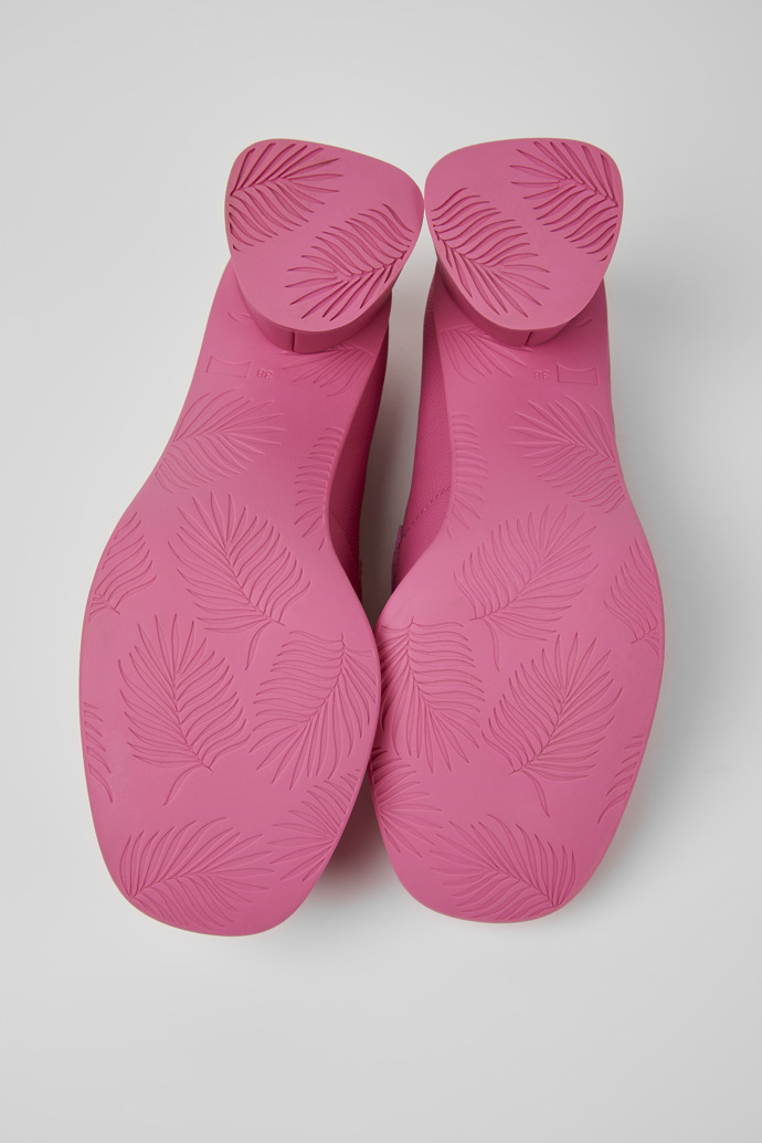 The soles of Kiara Pink leather heels