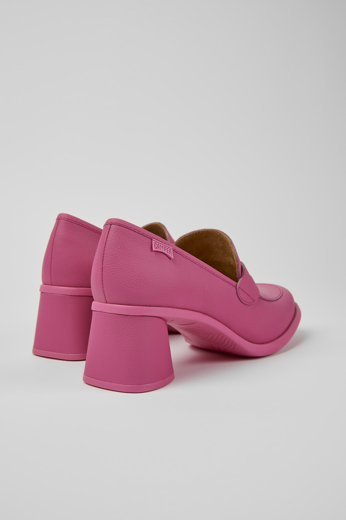 Back view of Kiara Pink leather heels