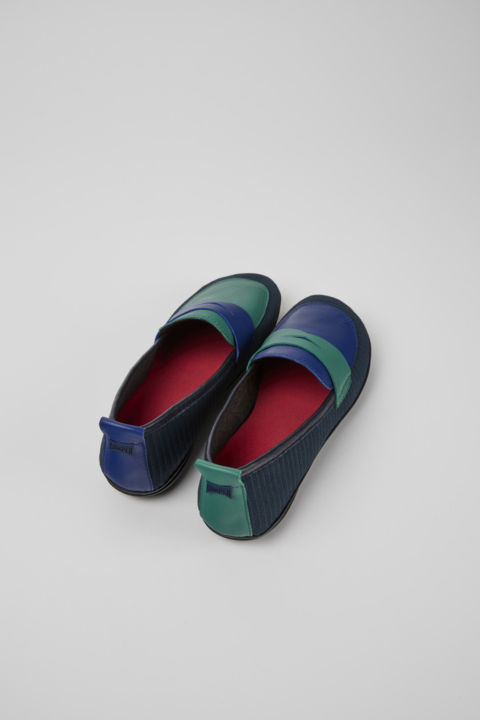 Back view of Twins Blue and green recycled leather shoes for women