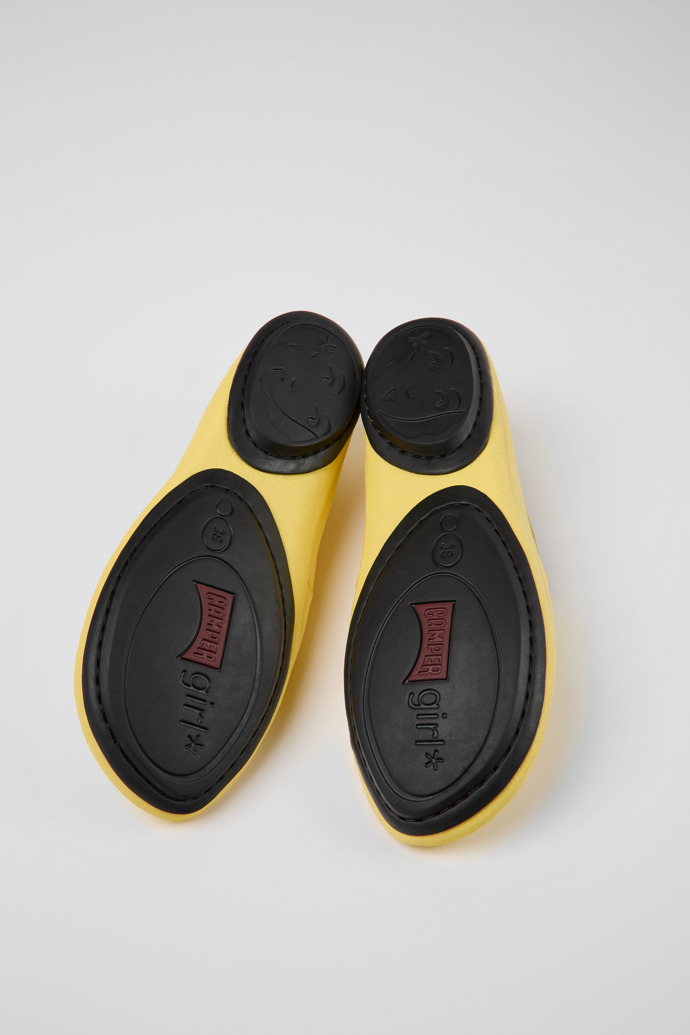 The soles of Right Yellow leather shoes for women