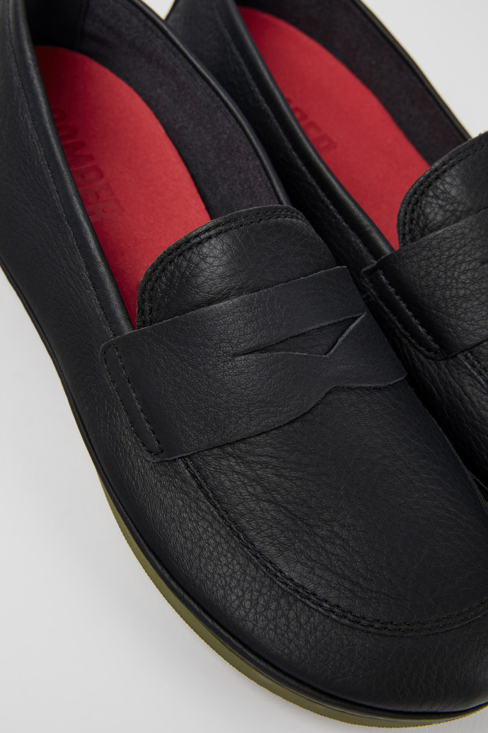 Close-up view of Right Black Leather Loafer for Women