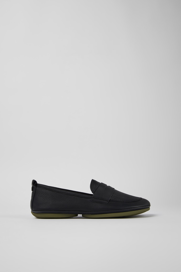 Image of Side view of Right Black Leather Loafer for Women