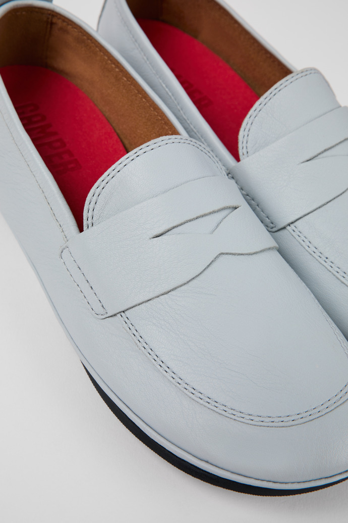 Close-up view of Right Gray Leather Loafer for Women