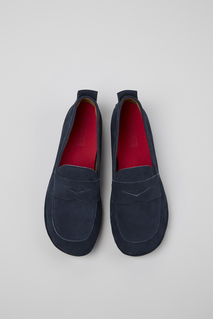 Overhead view of Twins Blue Nubuck Women's Shoe.