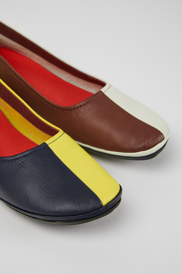 Close-up view of Twins Multicolored leather shoes for women