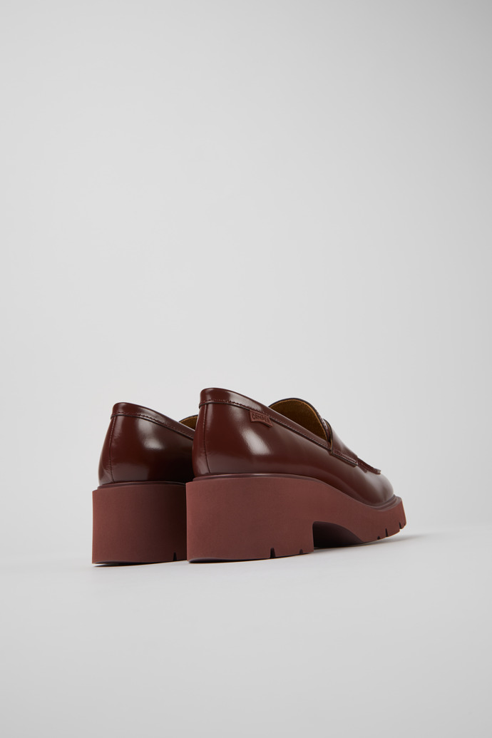 Back view of Milah Burgundy leather loafers for women