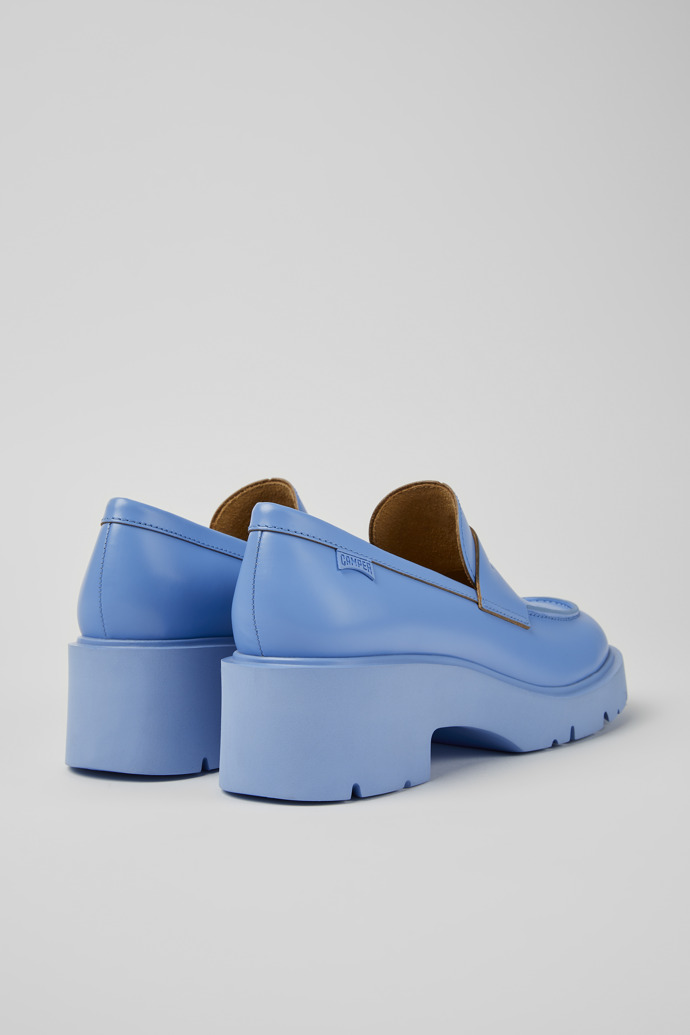 Back view of Milah Blue leather loafers for women