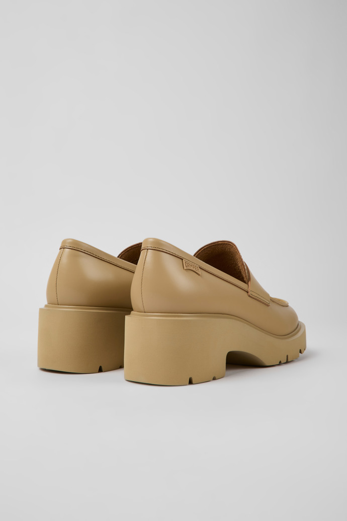Back view of Milah Beige leather loafers for women