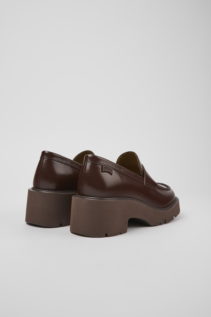 Back view of Milah Burgundy leather loafers for women