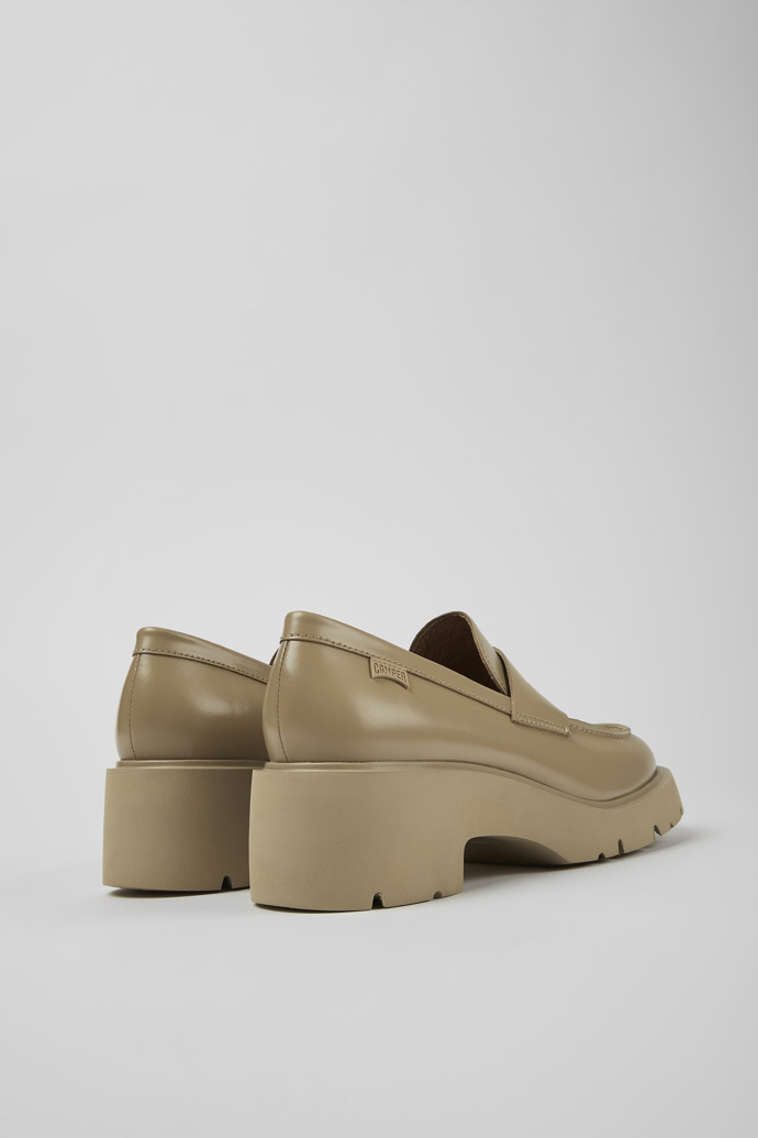 Back view of Milah Beige leather loafers for women