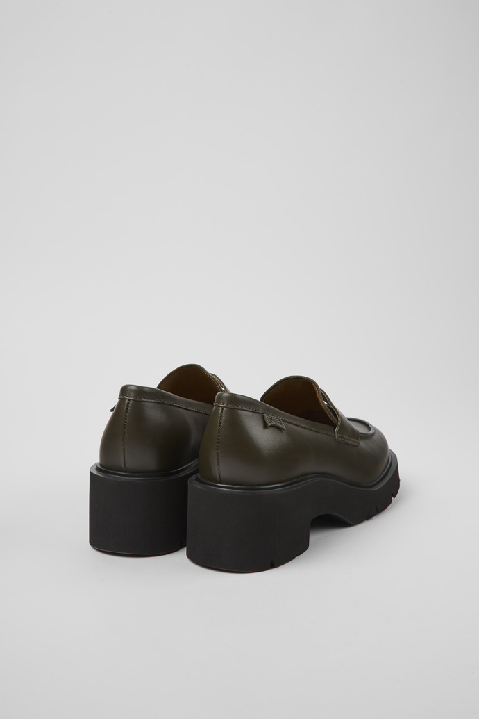 Back view of Milah Green leather loafers for women