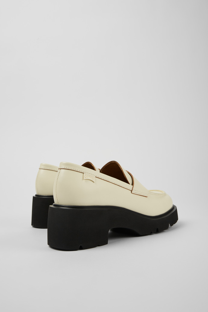 Back view of Milah White leather loafers for women