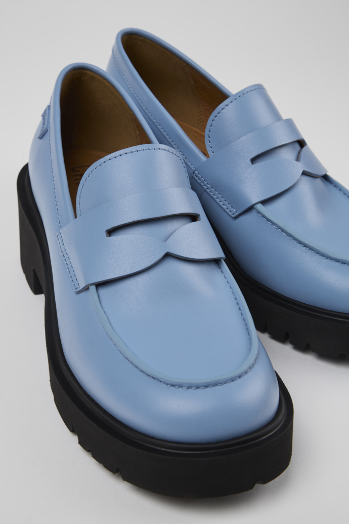 Close-up view of Milah Blue Leather Loafer for Women