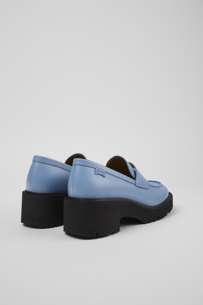 Back view of Milah Blue Leather Loafer for Women