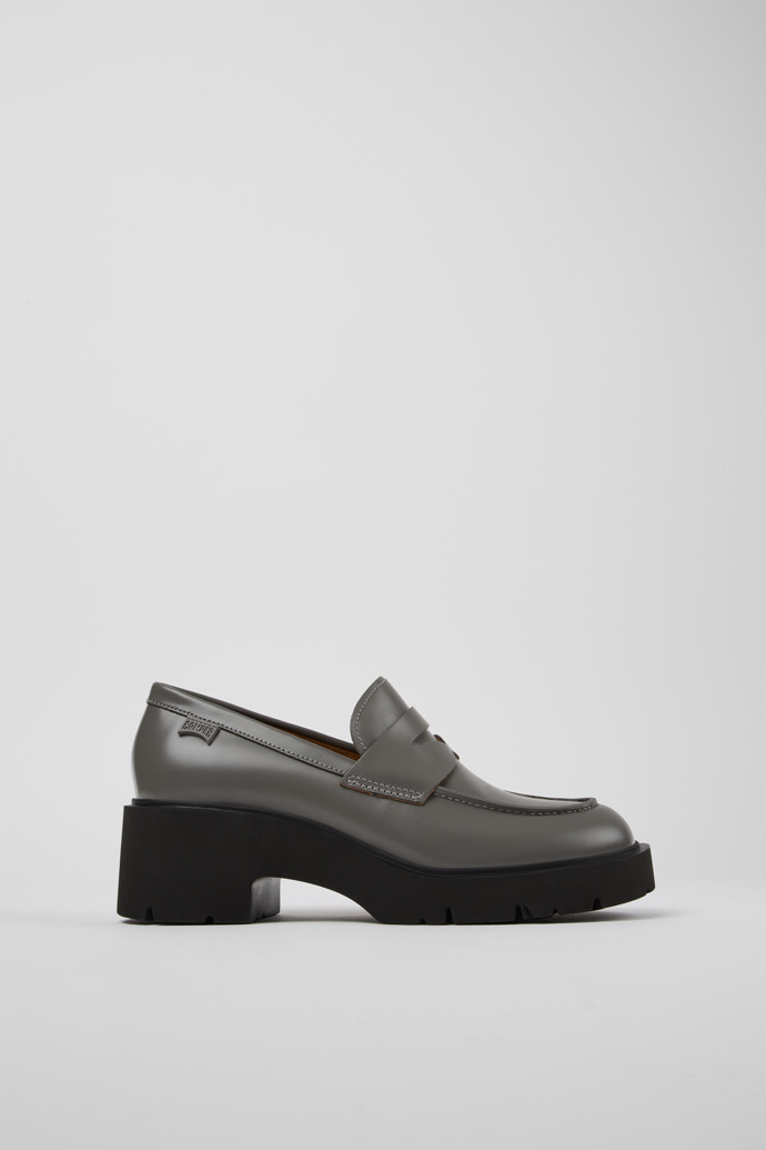 Milah Grauer Damenloafer aus Leder