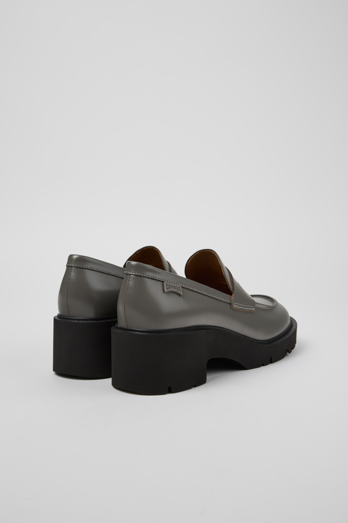 Back view of Milah Gray leather loafers for women