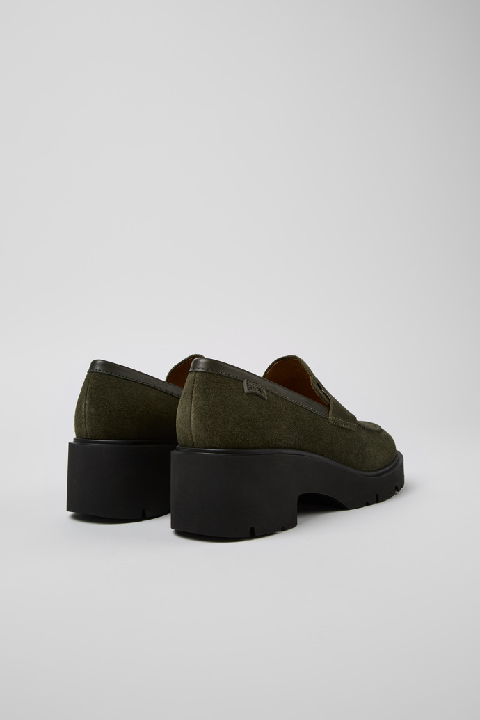 Back view of Milah Green nubuck loafers for women