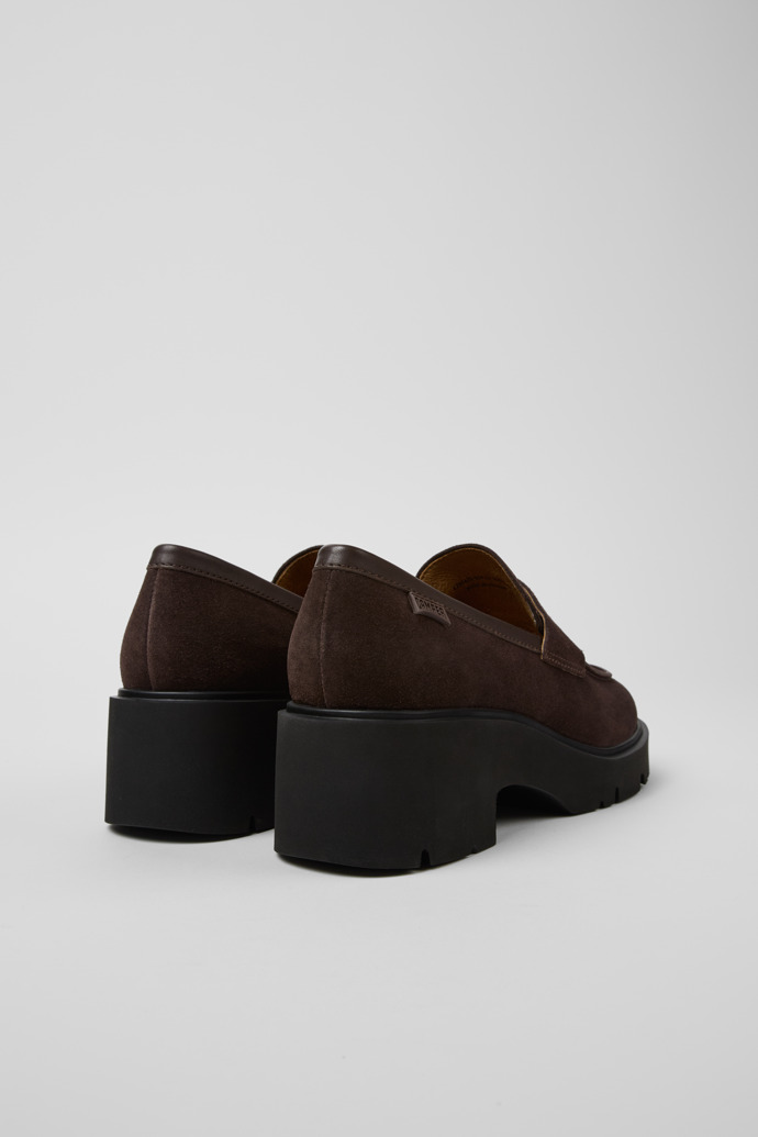 Back view of Milah Brown nubuck loafers for women