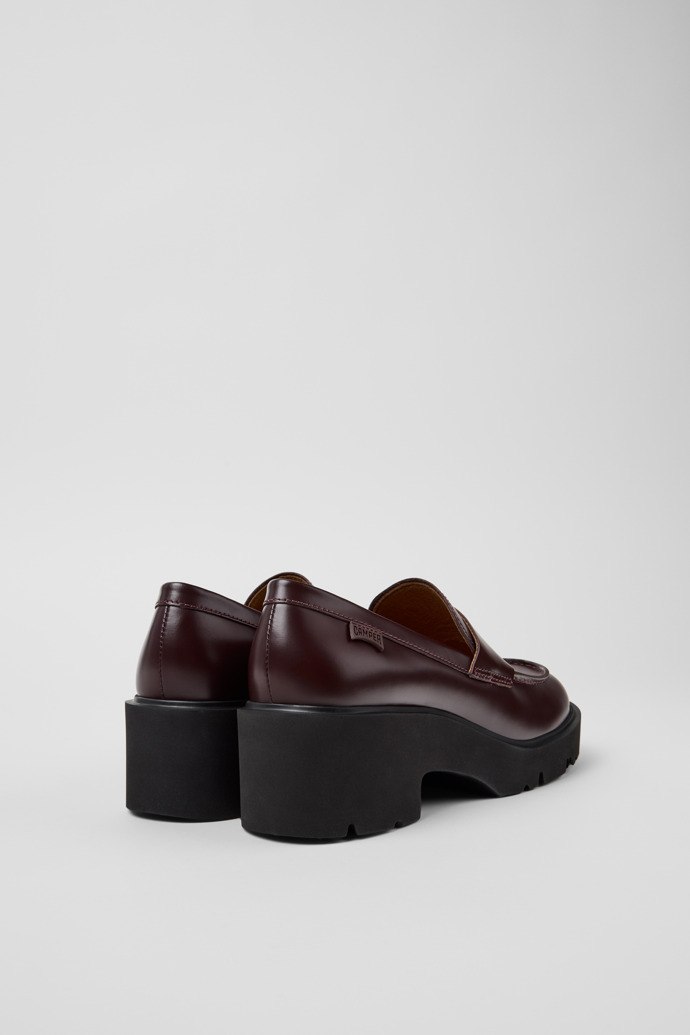 Milah Mocasines de piel burdeos para mujer.