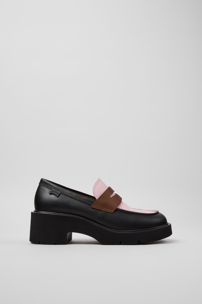 Side view of Twins Multicolor Leather Moccasins for Women.