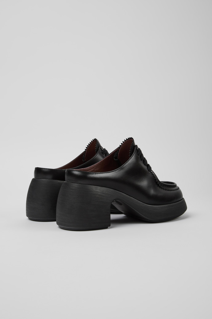 Back view of Thelma Black leather mules for women